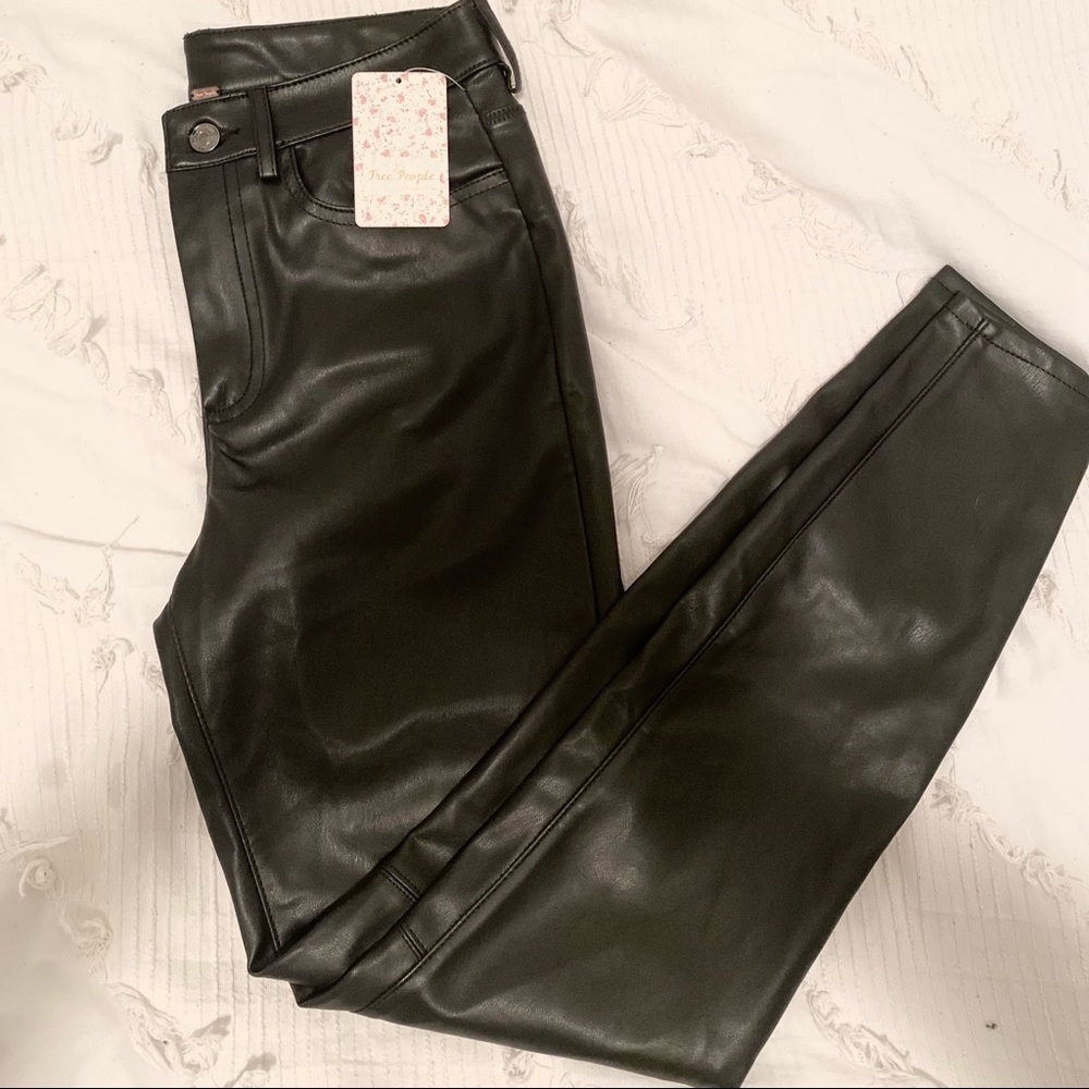 Free People Long Lean Faux - Leather Pants